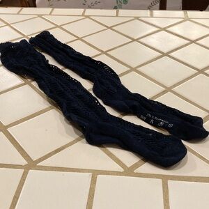 Navy Blue Lacy Austrian Knit Knee-High Socks